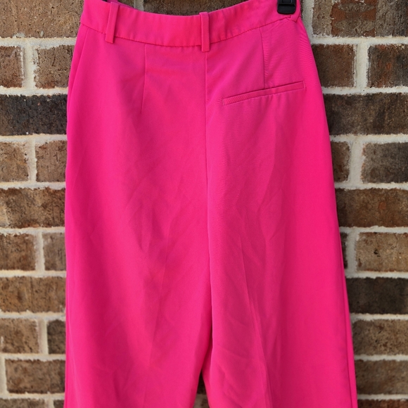 Zara Women's Bright Pink Wide-Leg Pants - Picture 7 of 8